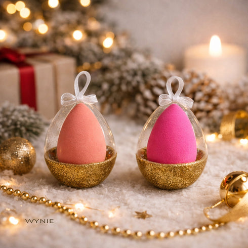 Spugnetta Makeup Blender a Goccia Natale - Fucsia e Arancione | Wynie Christmas Collection