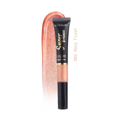 WYNIE Super Pigment Liquid Highlighter - Illuminante Liquido Effetto Glow Luminoso con Applicatore 002 rosa