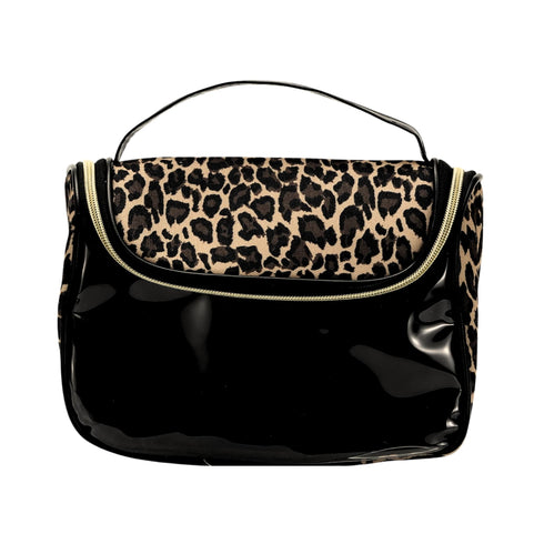 Beauty Travel Bag Leopard Glossy – Trousse Capiente da Viaggio in PVC con Stampa Animalier