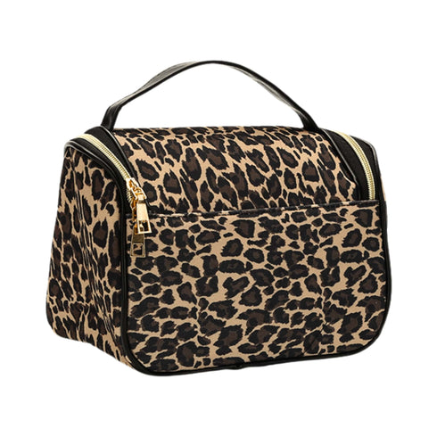 Beauty Travel Bag Leopard Glossy – Trousse Capiente da Viaggio in PVC con Stampa Animalier