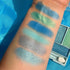 Tropical Breeze Eyeshadow - Palette Occhi WYNIE con 6 Ombretti Opachi e Shimmer nei Toni Azzurri, Blu e Verde Acqua, swatches reali su braccio