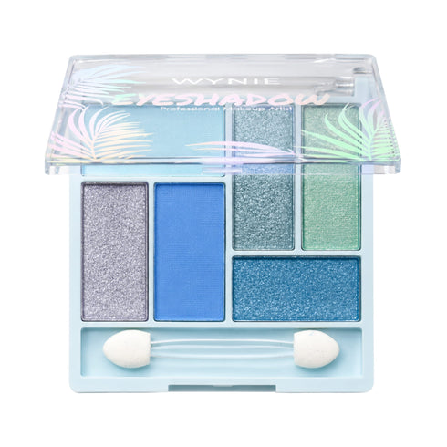 Tropical Breeze Eyeshadow - Palette Occhi WYNIE con 6 Ombretti Opachi e Shimmer nei Toni Azzurri, Blu e Verde Acqua