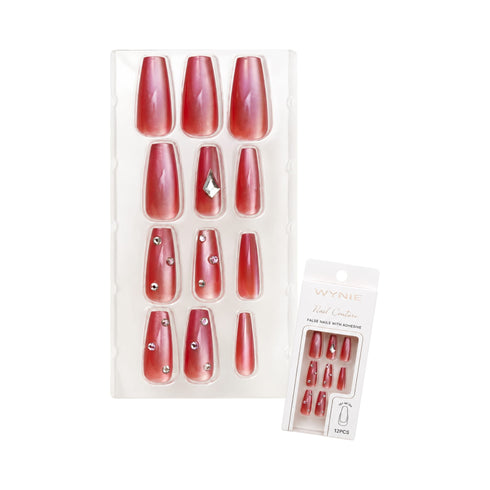 Unghie Finte Ballerina Press On Moka con Cristalli | Wynie Nail Couture