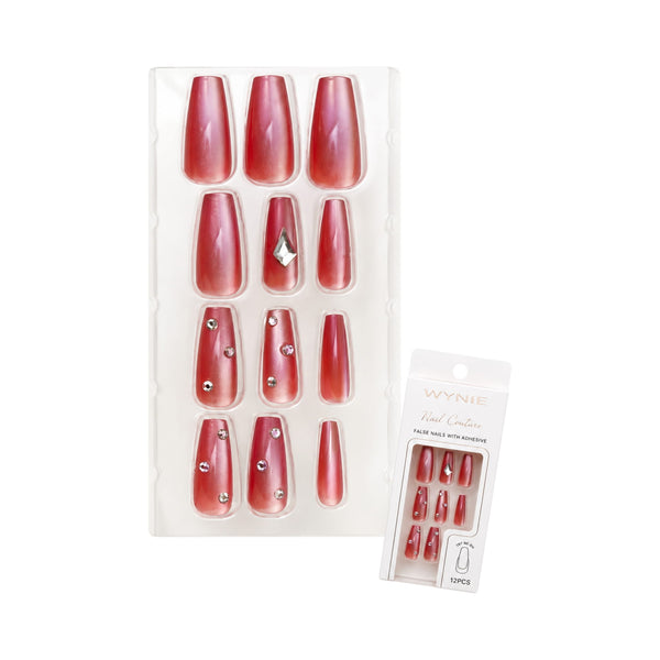 Unghie Finte Ballerina Press On Moka con Cristalli | Wynie Nail Couture