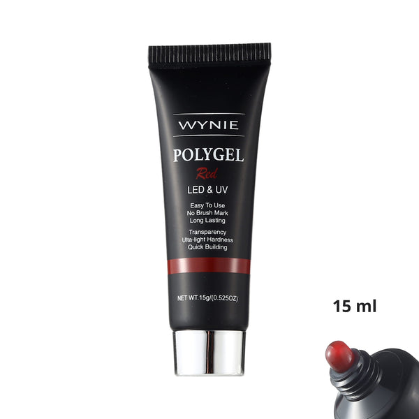 Polygel Costruttore Professionale Unghie 15 ml | 002 - Red, rosso trasparente