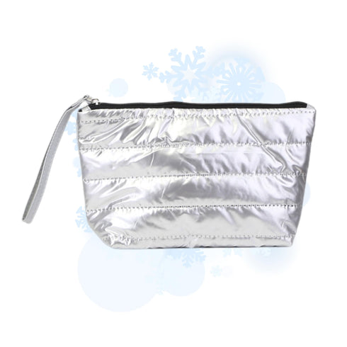 Wynie Puffer Mini Bag CORTINA - Après-Ski Edition | Beauty Case Trapuntato Effetto Piumino Collezione Invernale, Argento