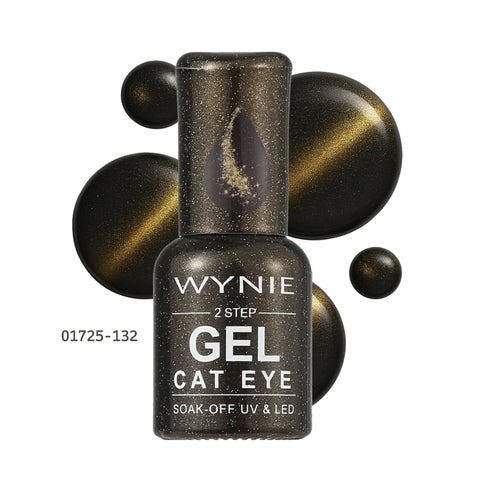 Wynie Smalto Semipermanente Gel Color 132 - Golden Eclipse | Finish Magnetico Cat Eye, oro nero