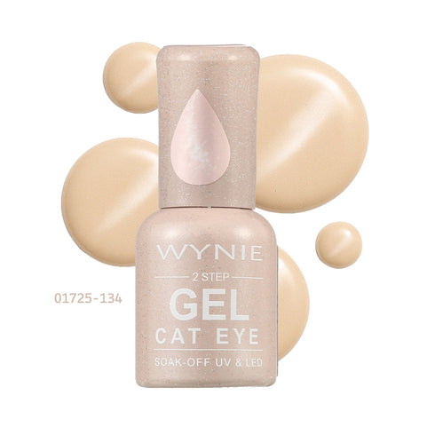 Wnie Smalto Semipermanente Gel Color 134 - Champagne Aura | Finish Magnetico Cat Eye, oro chiaro perlato