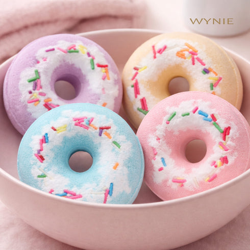 Wynie Yummy Donuts Bath Bomb | Bomba da Bagno Colorata Effervescente a Forma di Ciambella con Zuccherini